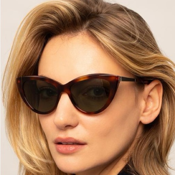 Yves Saint Laurent Cat Eye Tortoise Shell Sunglasses - Picture 1 of 17